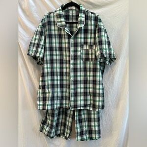Green & Navy Plaid Short Sleeve Pajama Set